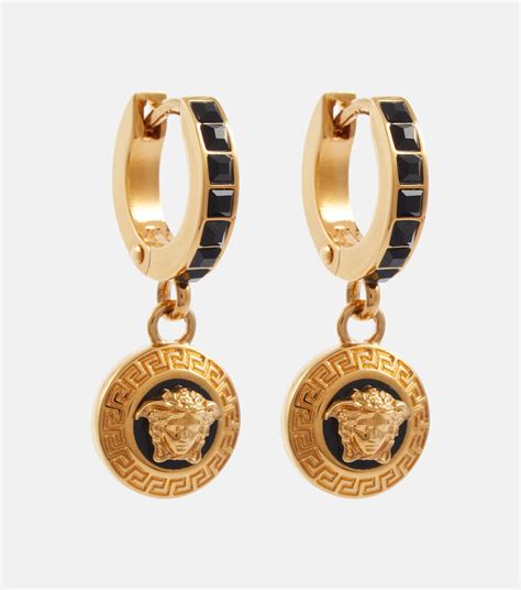 versace crystal embellished medusa earrings|versace medusa stud earrings.